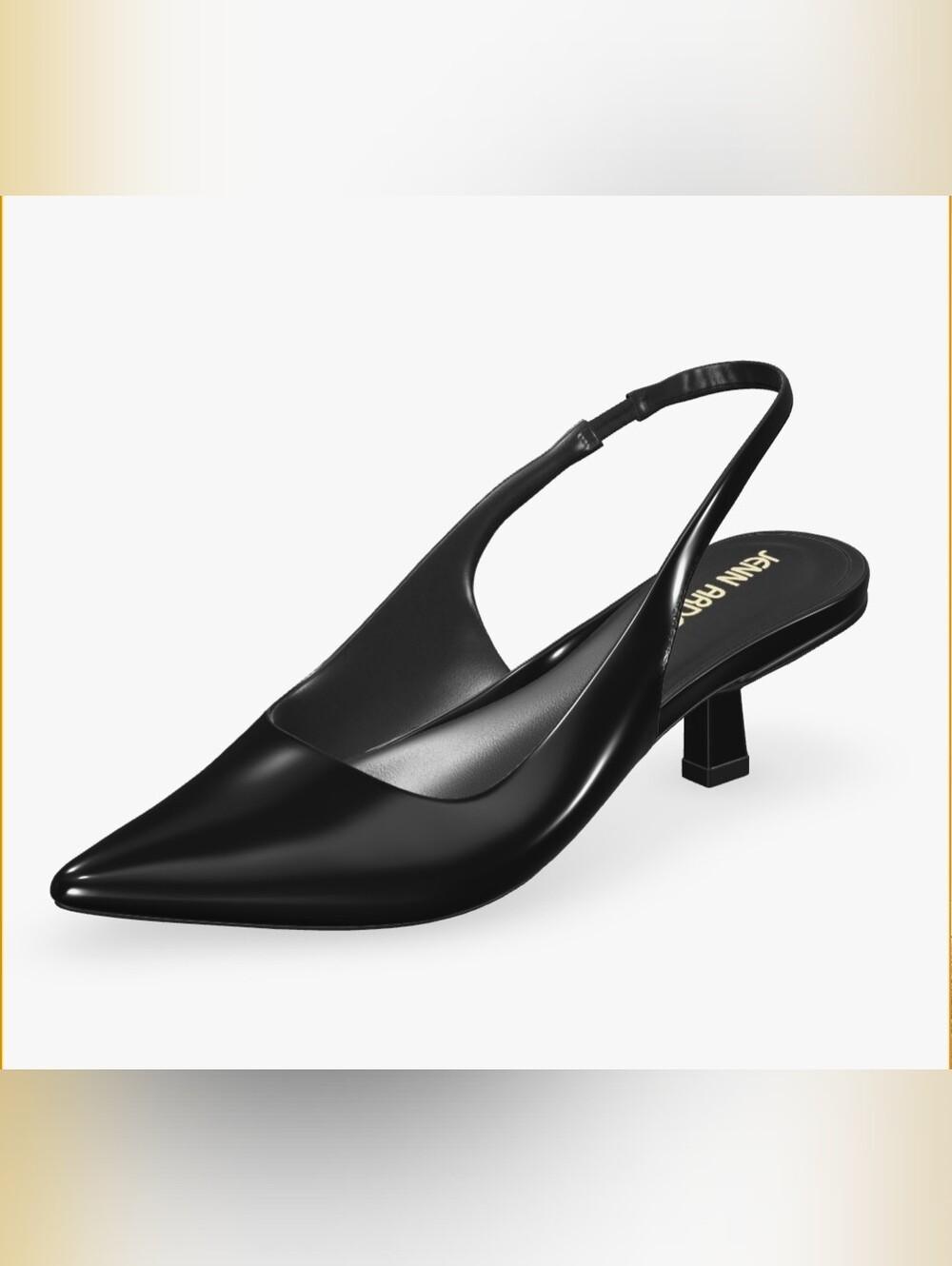 Jenn Ardor Black Pointed Slingback Kitten Heel
